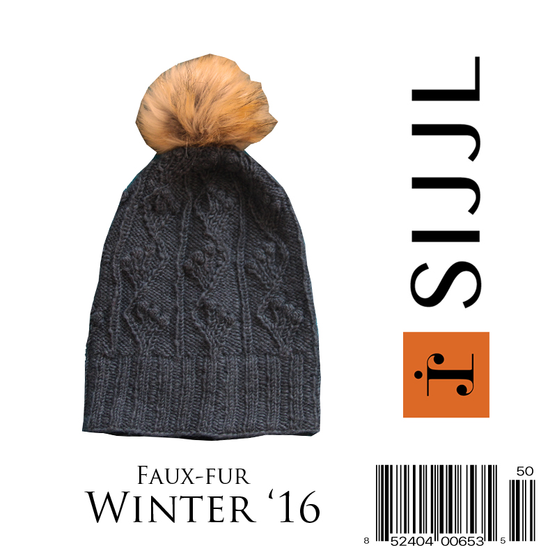 Faux-Fur Accented knitted floppy hat